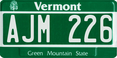 VT license plate AJM226