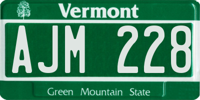 VT license plate AJM228