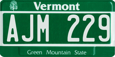 VT license plate AJM229