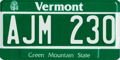 VT license plate AJM230
