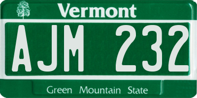 VT license plate AJM232