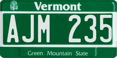VT license plate AJM235
