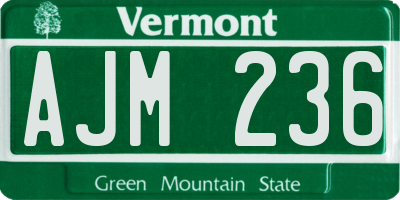 VT license plate AJM236