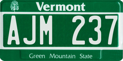 VT license plate AJM237
