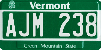 VT license plate AJM238