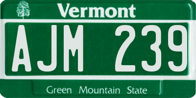 VT license plate AJM239