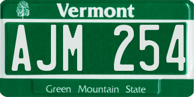 VT license plate AJM254