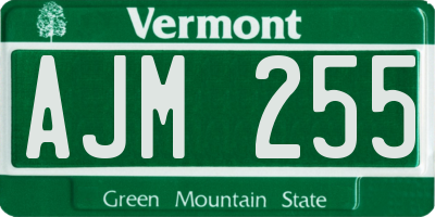 VT license plate AJM255