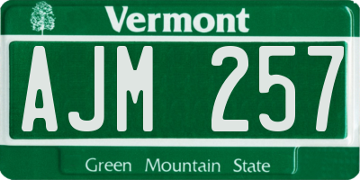 VT license plate AJM257