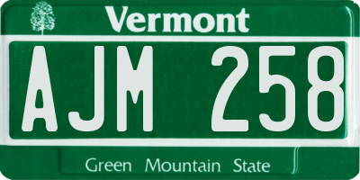 VT license plate AJM258