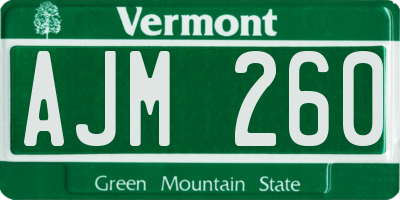 VT license plate AJM260