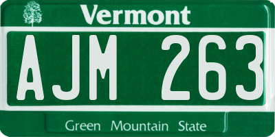 VT license plate AJM263