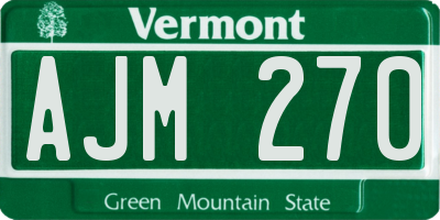 VT license plate AJM270