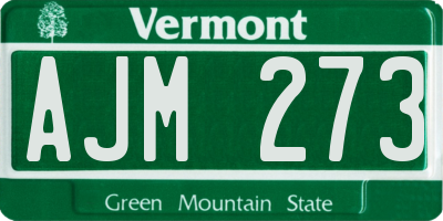 VT license plate AJM273