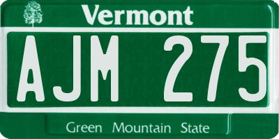 VT license plate AJM275