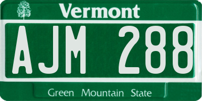 VT license plate AJM288