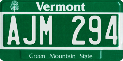 VT license plate AJM294