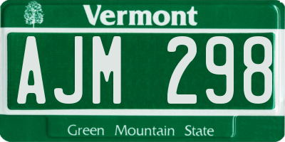 VT license plate AJM298