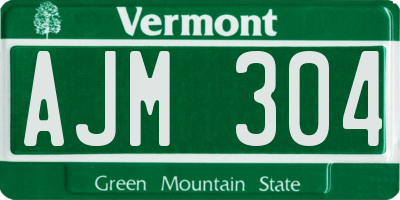 VT license plate AJM304