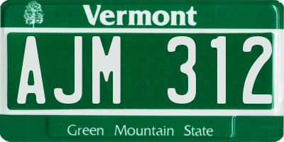 VT license plate AJM312