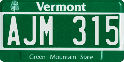 VT license plate AJM315