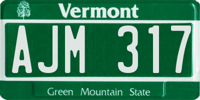 VT license plate AJM317
