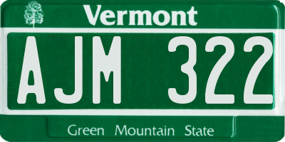 VT license plate AJM322