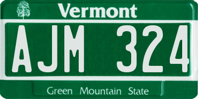 VT license plate AJM324
