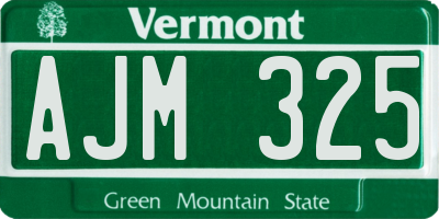 VT license plate AJM325