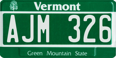 VT license plate AJM326