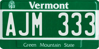 VT license plate AJM333