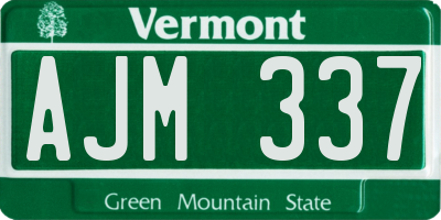 VT license plate AJM337