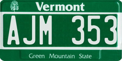 VT license plate AJM353