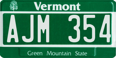 VT license plate AJM354