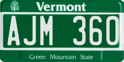 VT license plate AJM360