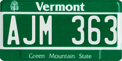 VT license plate AJM363