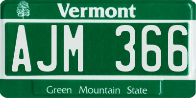 VT license plate AJM366