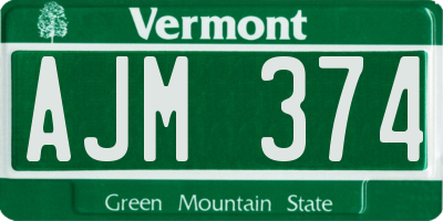 VT license plate AJM374