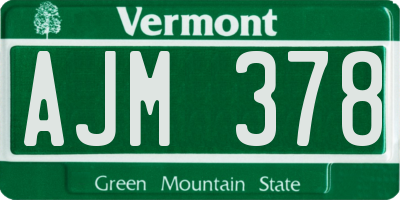 VT license plate AJM378