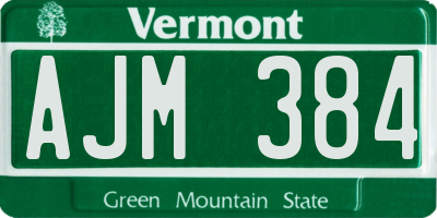 VT license plate AJM384
