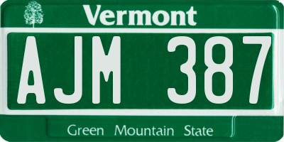 VT license plate AJM387