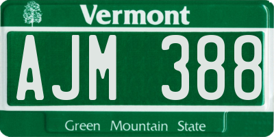 VT license plate AJM388
