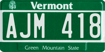 VT license plate AJM418