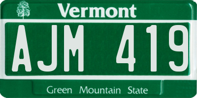 VT license plate AJM419
