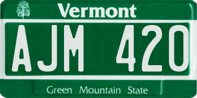 VT license plate AJM420