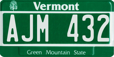 VT license plate AJM432
