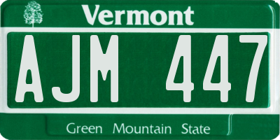 VT license plate AJM447