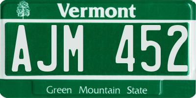 VT license plate AJM452