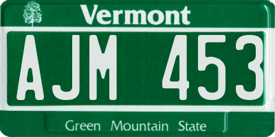 VT license plate AJM453