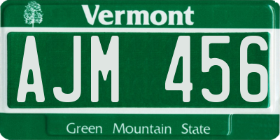 VT license plate AJM456